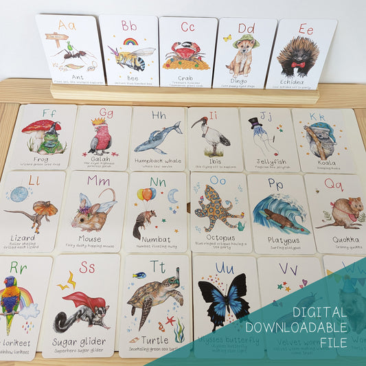 Australian Animal Alphabet Flash Cards DIGITAL DOWNLOAD