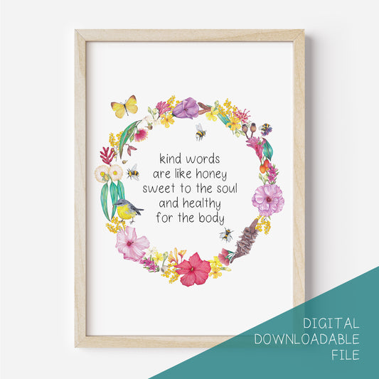 Kind Words Proverb DIGITAL DOWNLOAD