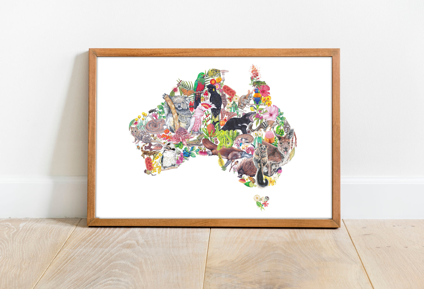 Australian Native Wildlife Map A3 Print