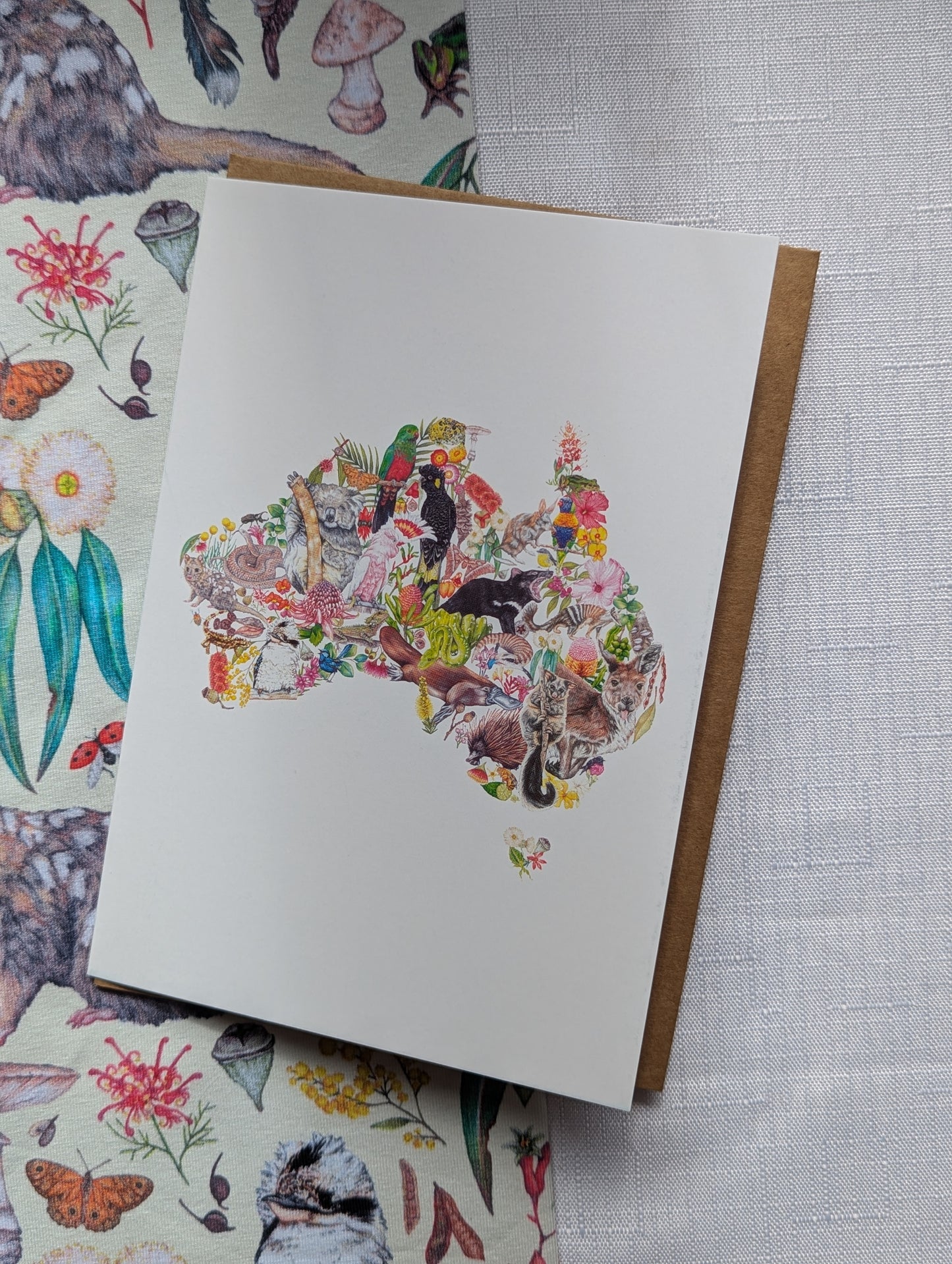 Australian Wildlife Map Greetings Card