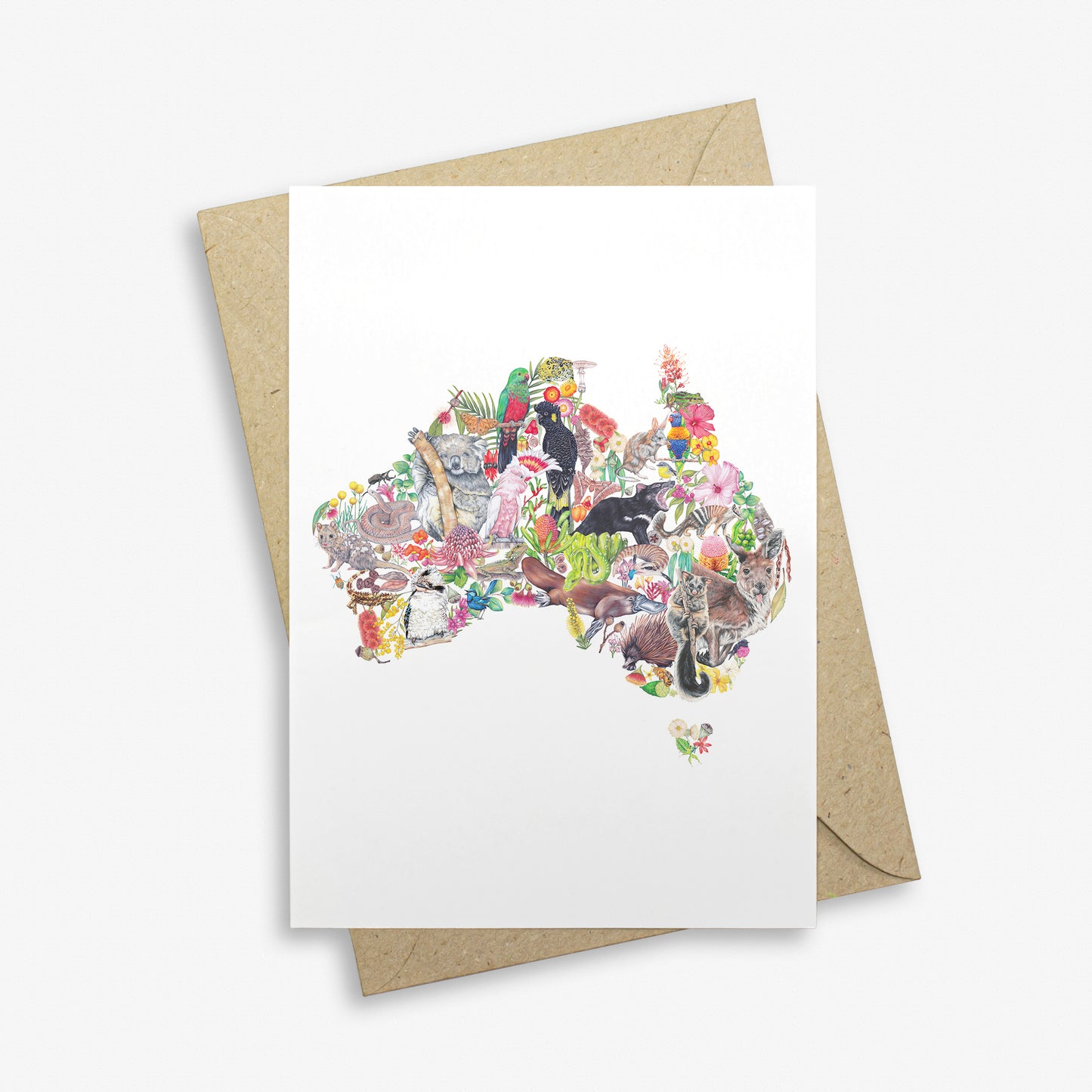 Australian Wildlife Map Greetings Card