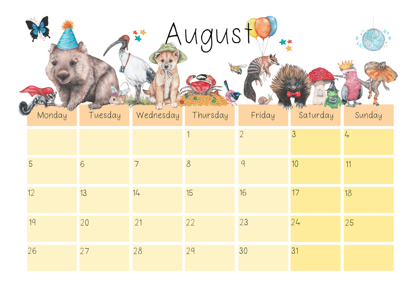 Kids Calendar July to December 2024 DIGITAL DOWNLOAD