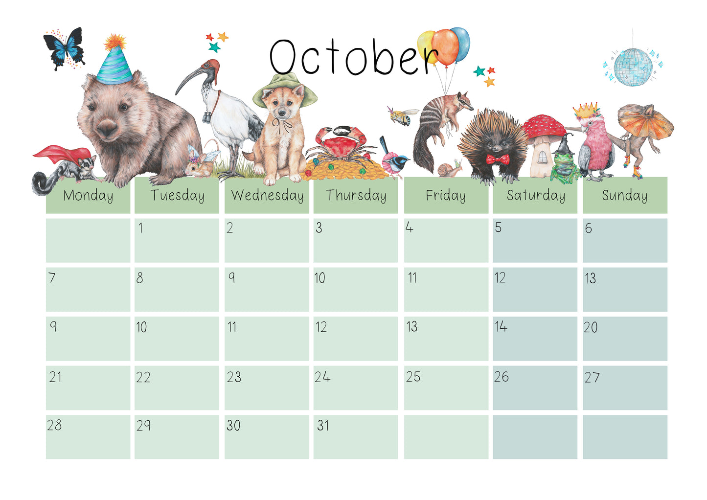 Kids Calendar July to December 2024 DIGITAL DOWNLOAD