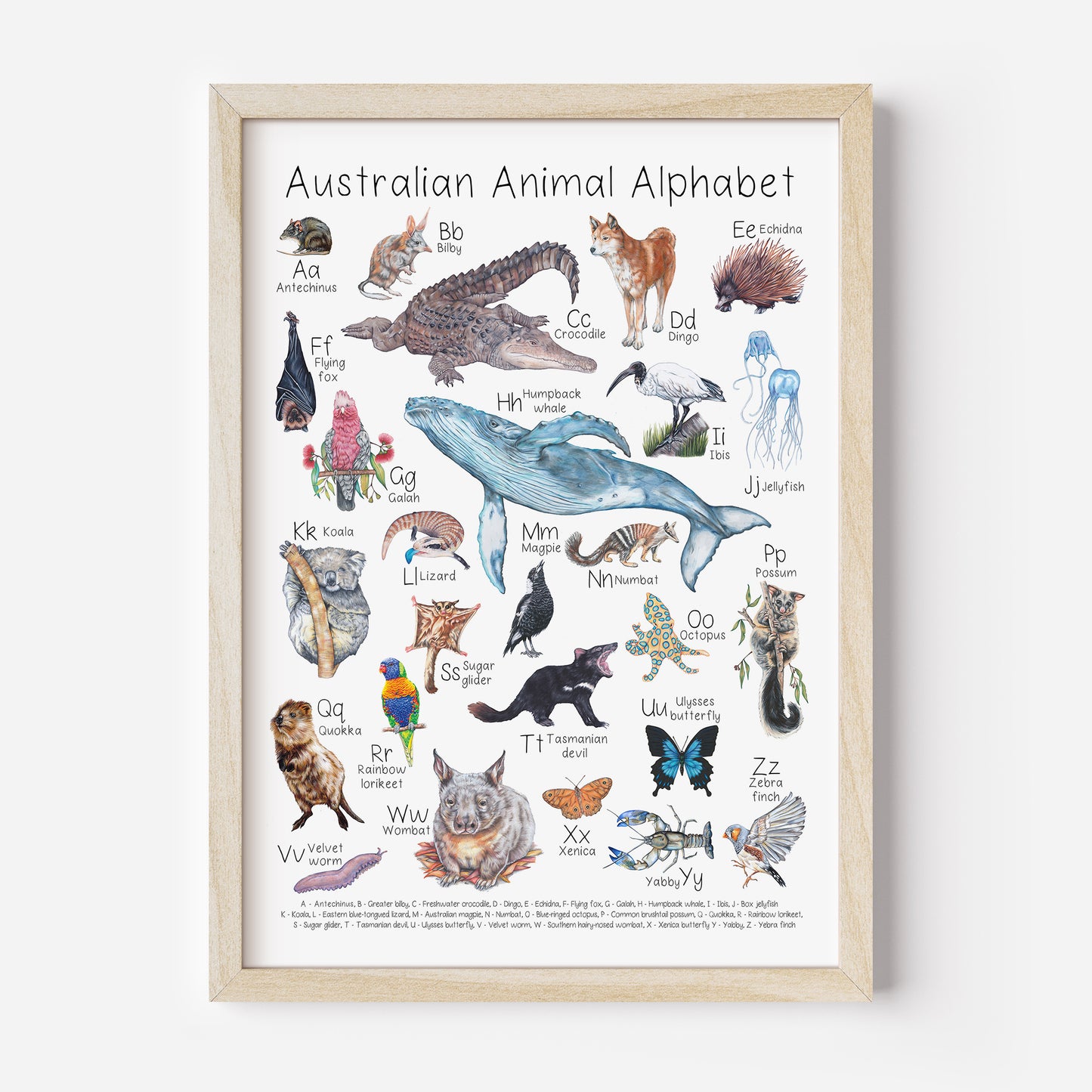 Australian Animal Alphabet Poster DIGITAL DOWNLOAD