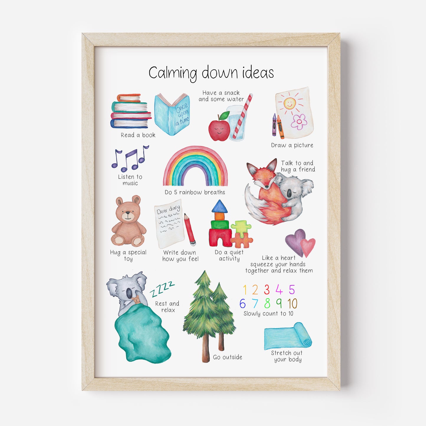 Calming Down Ideas Poster DIGITAL DOWNLOAD