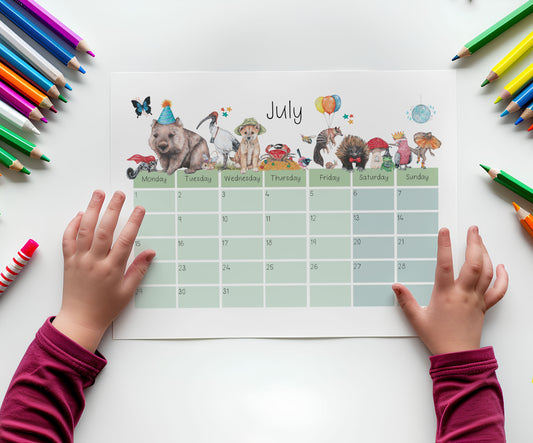 Kids Calendar July to December 2024 DIGITAL DOWNLOAD