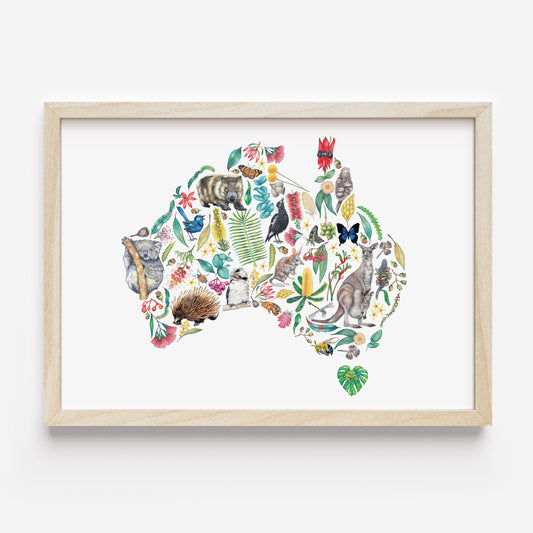 Australian Wildlife and Nature Map Poster DIGITAL DOWNLOAD