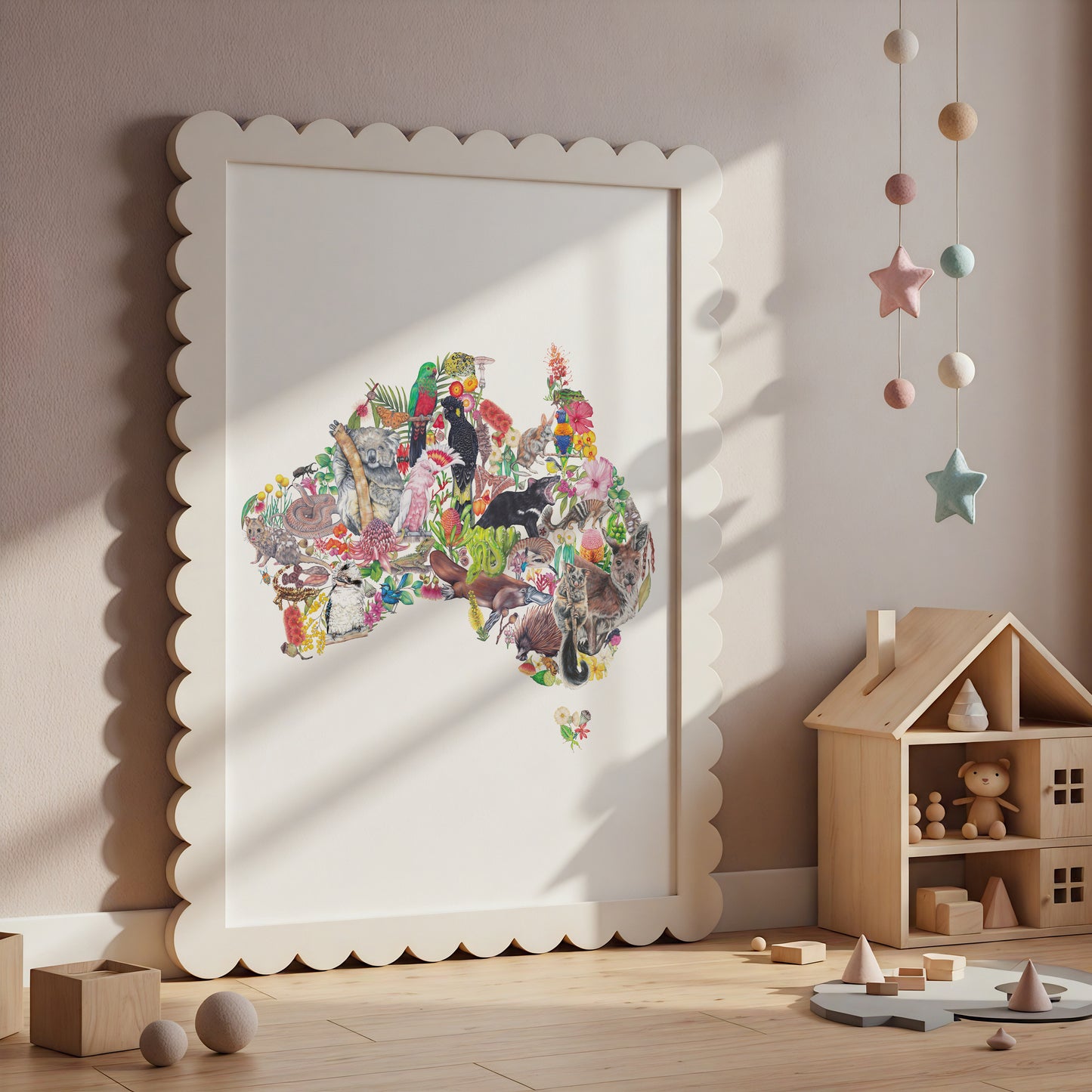 Australian Native Wildlife Map A3 Print